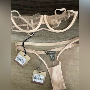 Honey Birdette Almond Nakeds Bra (34D) and panty (S) set. BNWT